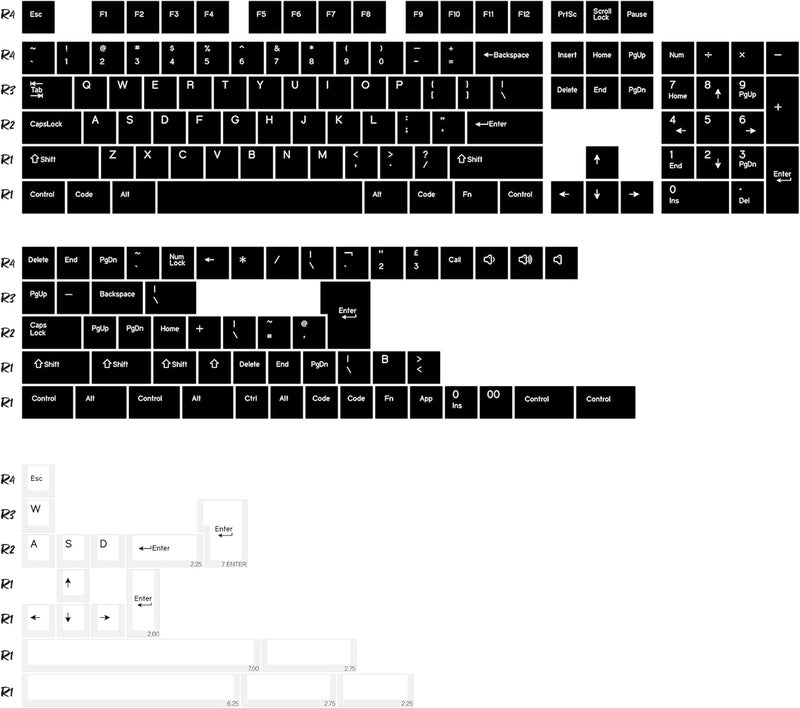 KBDiy WOB PBT Double Shot Custom Keycap Set,174 Keys Black and White Gaming Key Caps Cherry Profile Keycaps for 61/64/68/84/87/100/104/108 Mechanical Keyboard - Image 2